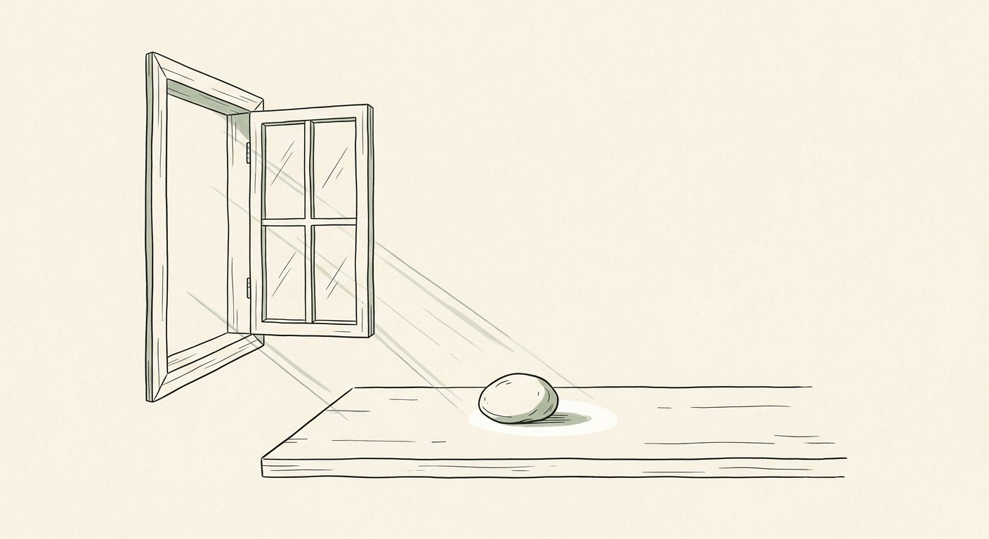 A clarifying question as light on the object: an opened window, not a gavel.